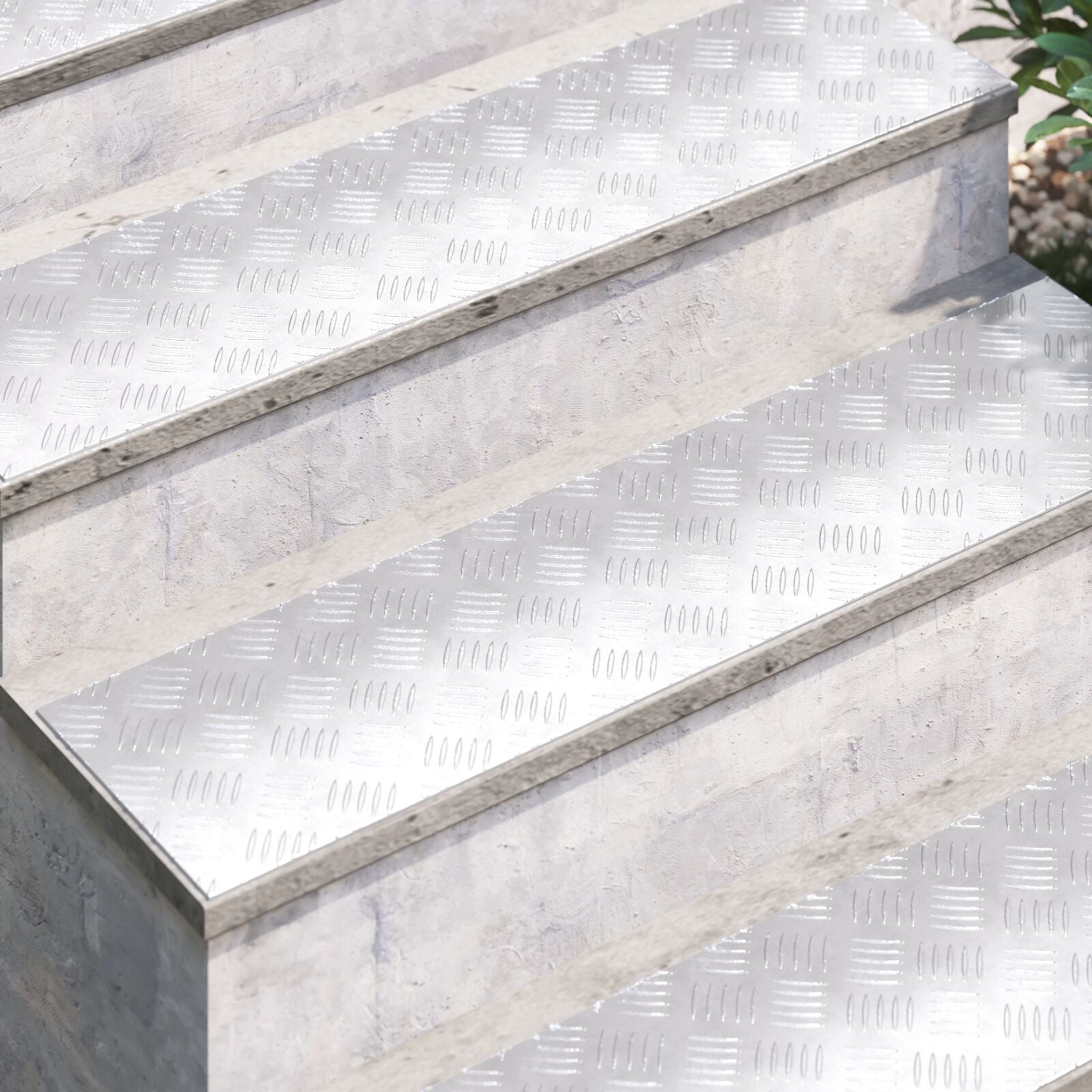 Aluminium Checkerplaten 4 Stuks Anti-Slip 100X25 Cm 100 x 25 x 0.3 cm Rechthoekig