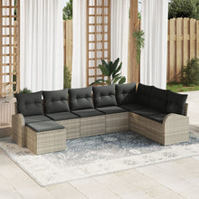 8-Delige Tuinsofa Set Met Kussens Lichtgrijs Poly Rattan