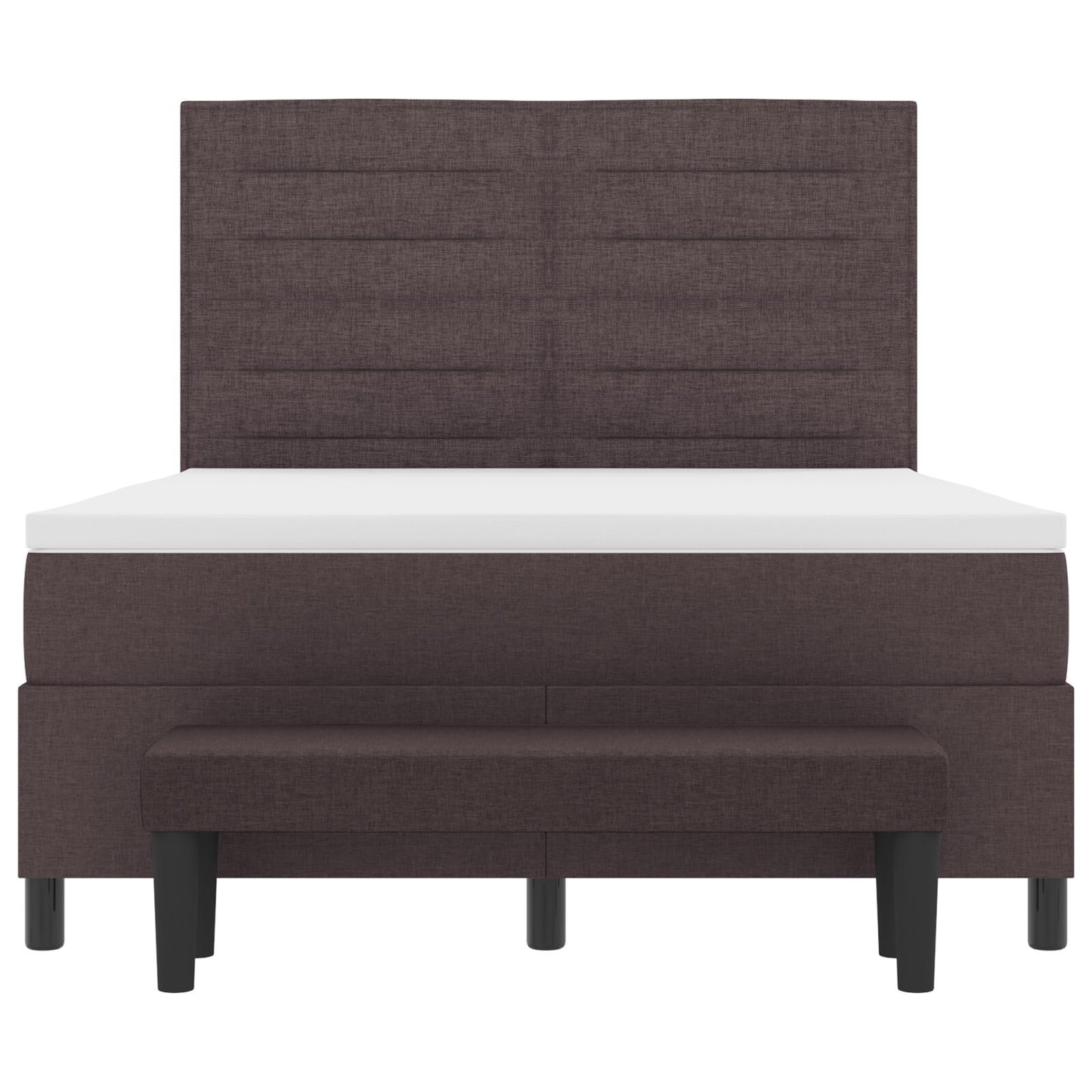 Boxspring Bed Met Matras & Bank Donkerbruin 140X190 Cm Stof Zwart