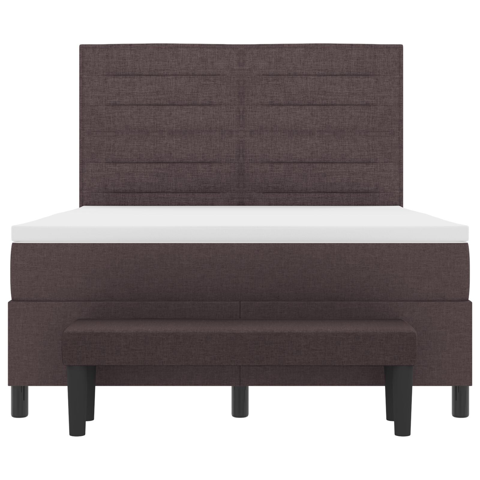 Boxspring Bed Met Matras & Bank Donkerbruin 140X190 Cm Stof Zwart