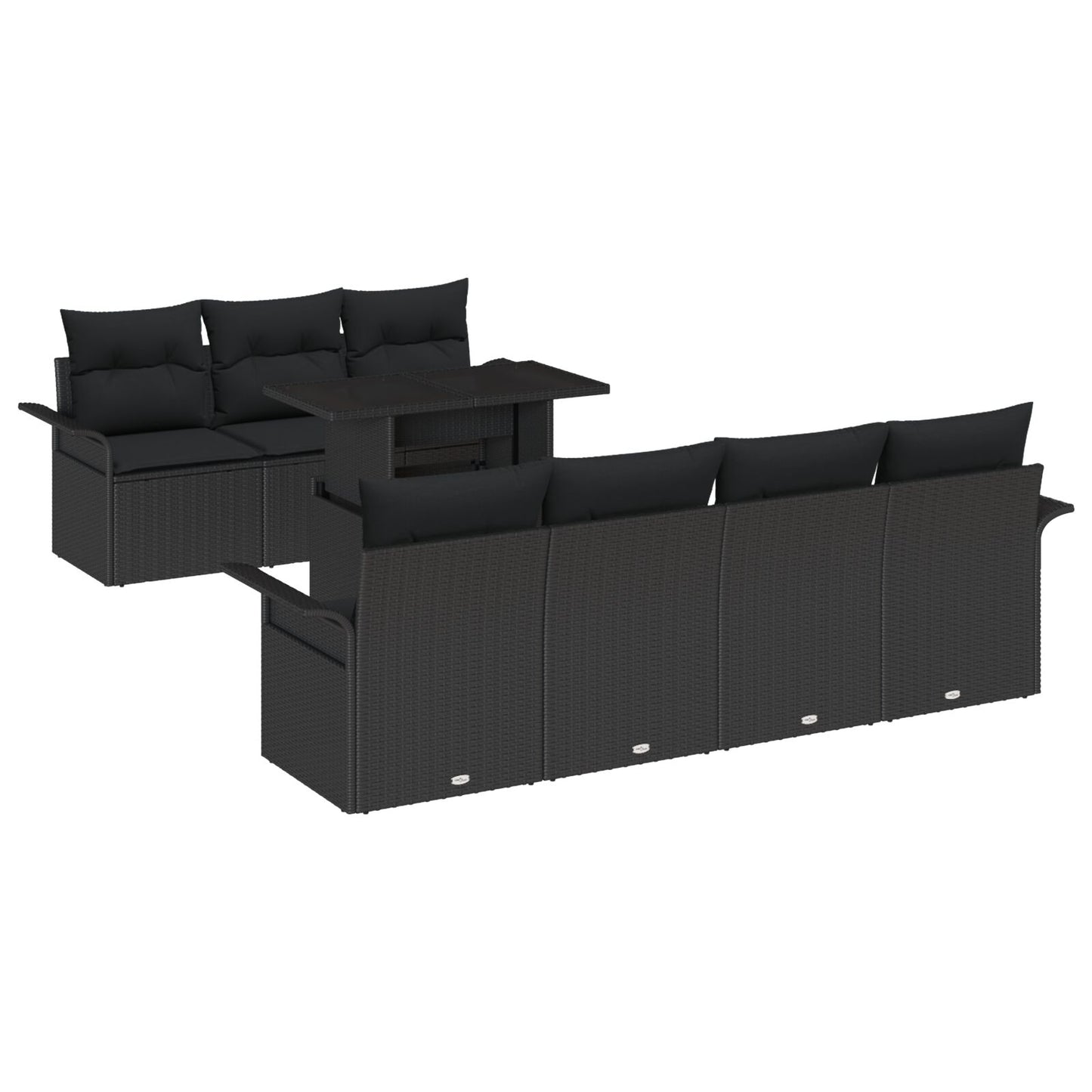 8 Delige Tuin Sofa Set Met Kussens Zwart Poly Rattan