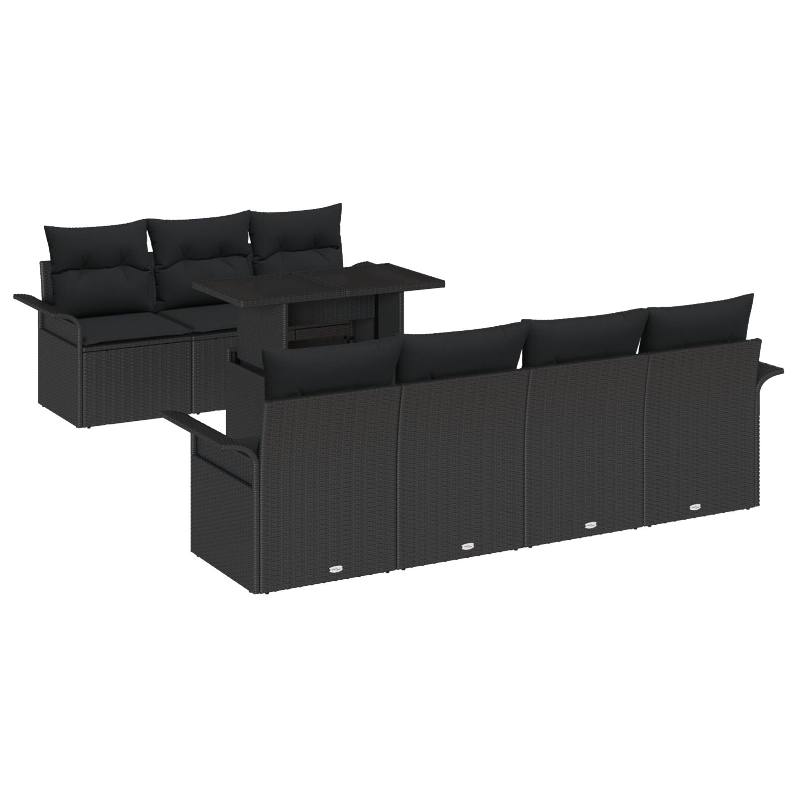 8 Delige Tuin Sofa Set Met Kussens Zwart Poly Rattan