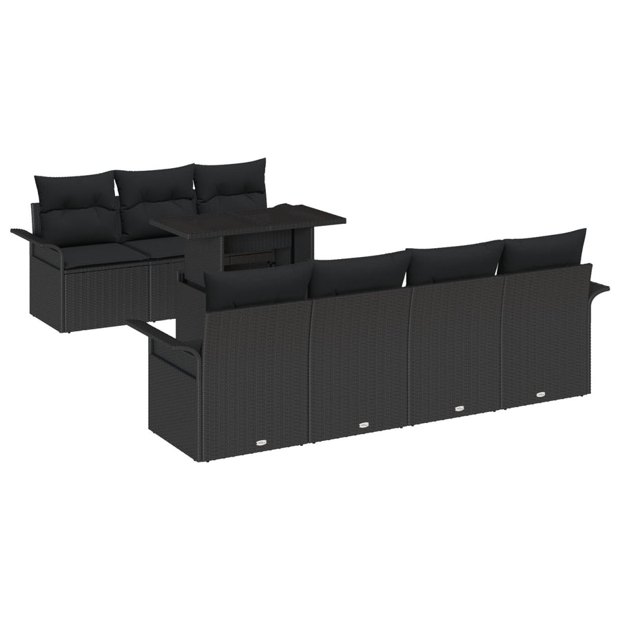 8 Delige Tuin Sofa Set Met Kussens Zwart Poly Rattan