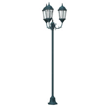 Tuinlampenpaal 3-Lamp E27 Groen 220 Cm Aluminium Donkergroen
