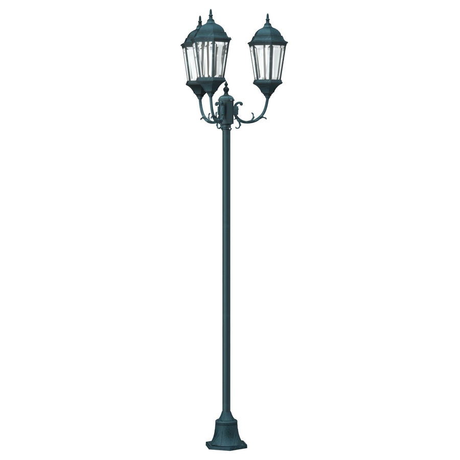 Tuinlampenpaal 3-Lamp E27 Groen 220 Cm Aluminium Donkergroen