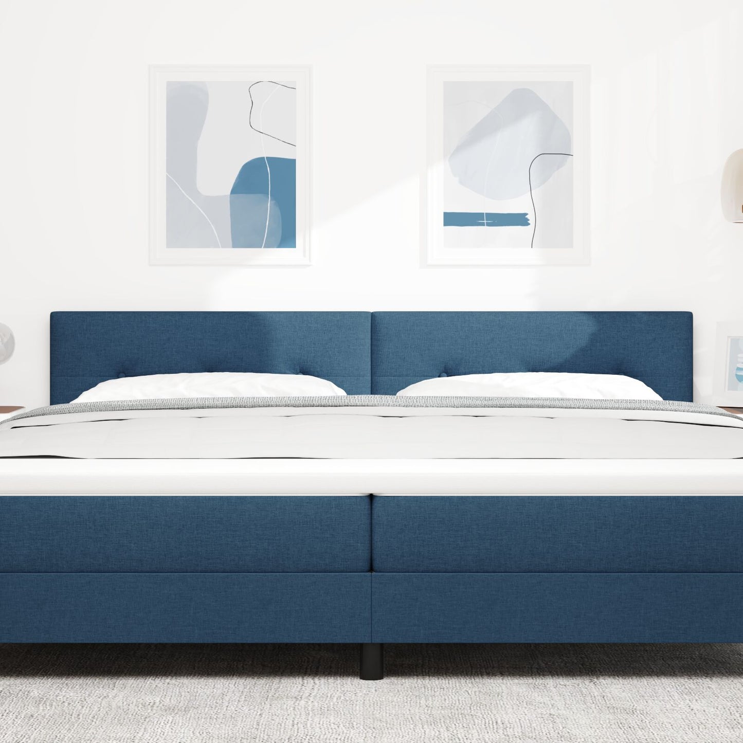 Hoofdbord Met Knopen Tufted Stof Blauw 200 cm Lage hoofdbord