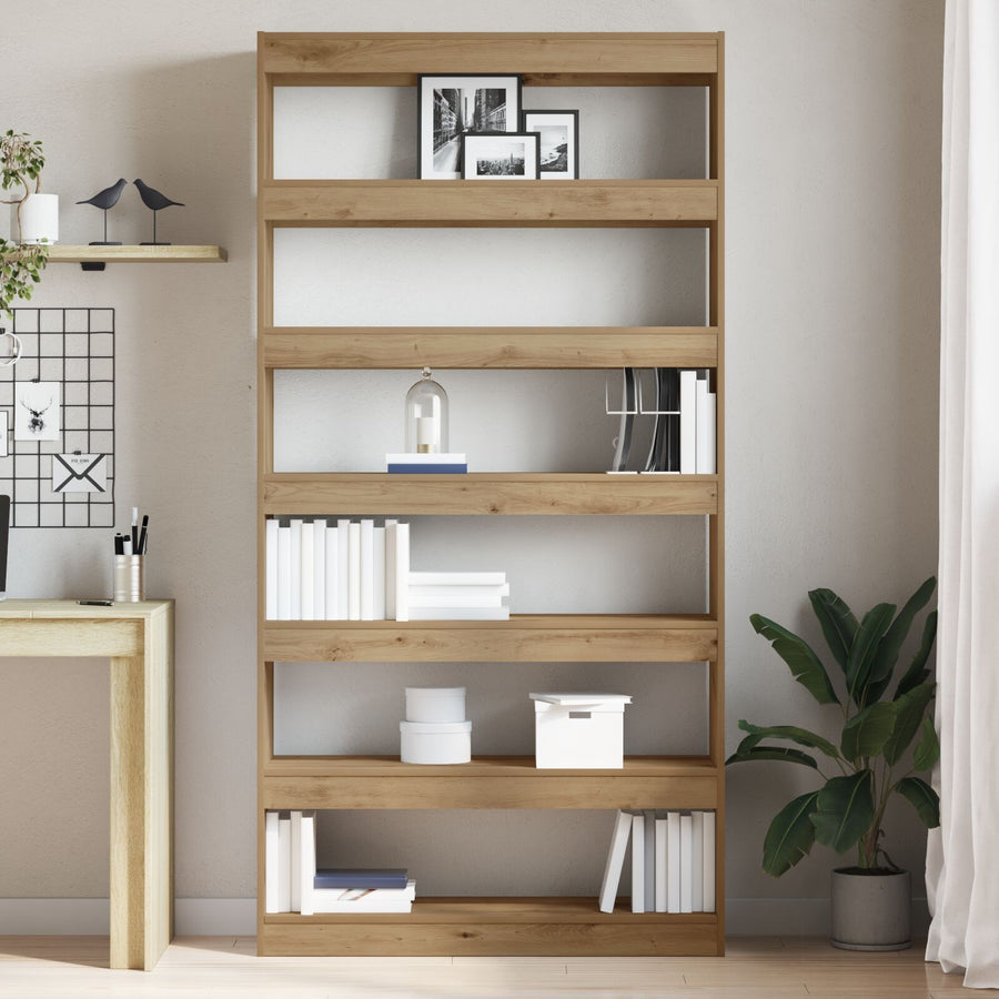 Boekenkast Artisan Eiken Massief Hout 100 X 30 X 198 Cm