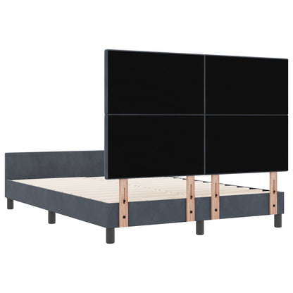 Bedframe Donkergrijs 160X200 Cm Fluweel Crème