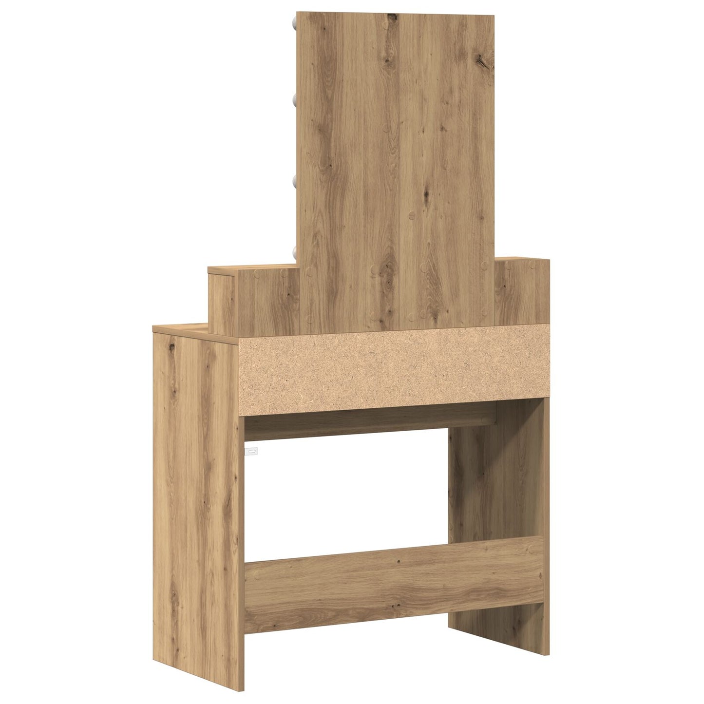 Kaptafel Met Spiegel En Led's Artisan Eiken Geïndustrialiseerd Hout