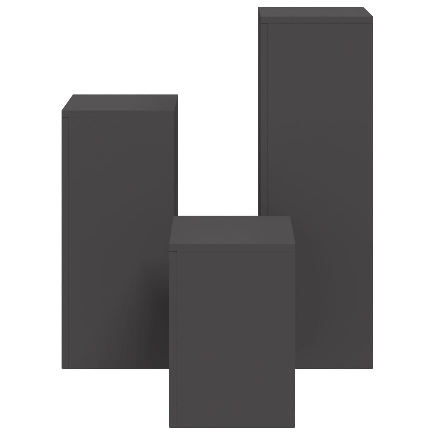Buiten Plantenstands Set Van 3 Staal Zwart 3x (35/55/75 cm)