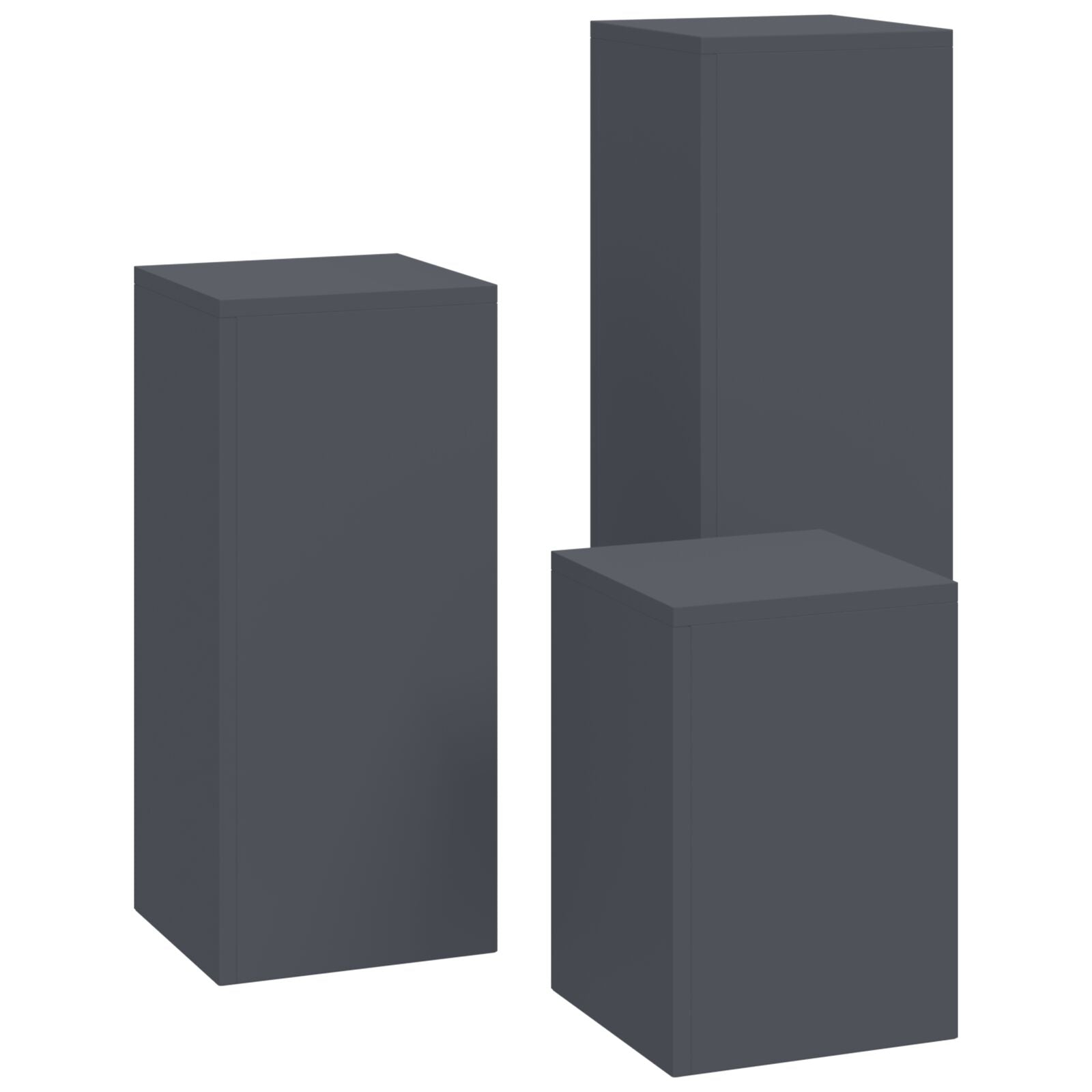 Buitenplantstands - 3-Delige Staal Set Anthraciet 3x (35/55/75 cm)