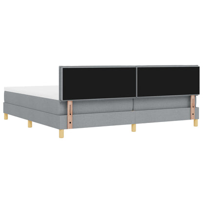 Boxspringbed Met Matras Stof Lichtgrijs 200 x 200 cm Lijnen ontwerp