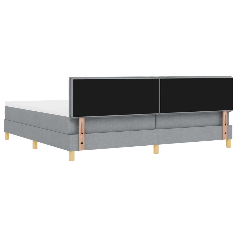 Boxspringbed Met Matras Stof Lichtgrijs 200 x 200 cm Lijnen ontwerp
