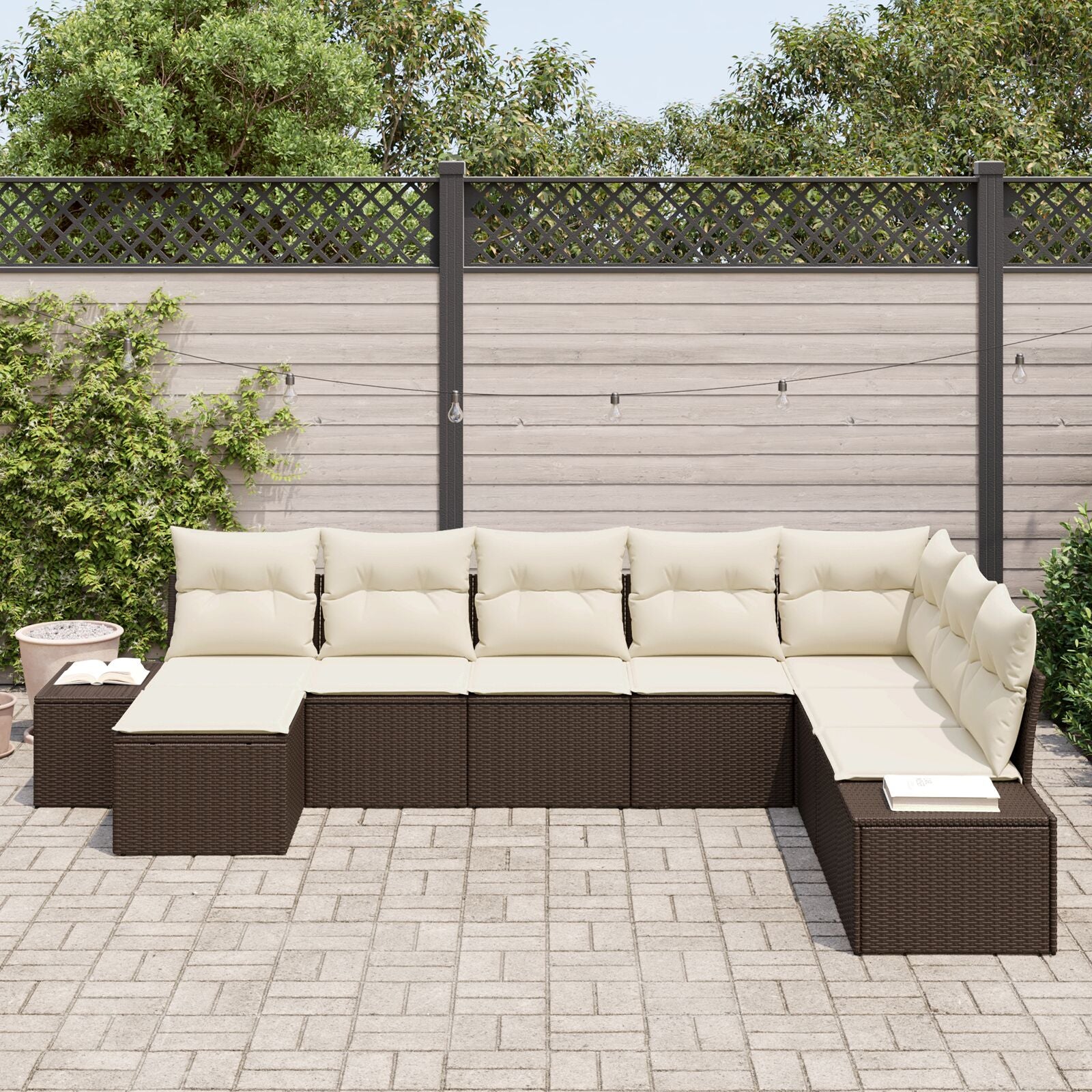 8-Delige Tuinbank Set Met Kussens Bruin Poly Rattan