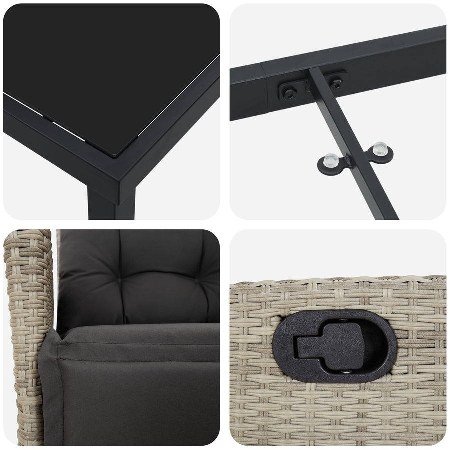 5-Delig Tuin Eetset Lichtgrijs Poly Rattan