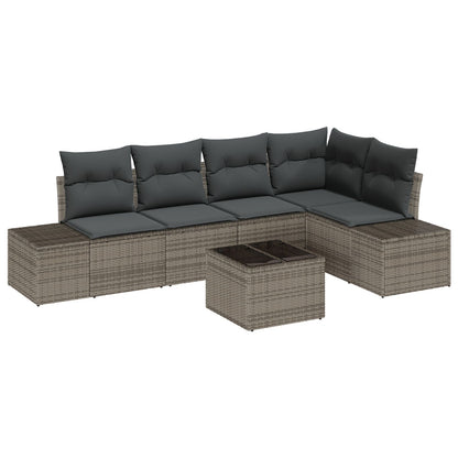 5-Delige Tuinbankset Met Kussens Zwart Poly Rattan Grijs met tafel
