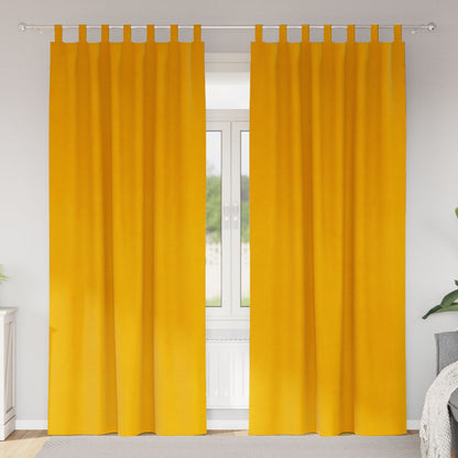 Blackout Gordijnen Met Hanglussen 2 Stk Fluweel Mosterdgeel 140 x 260 cm met ophanglussen