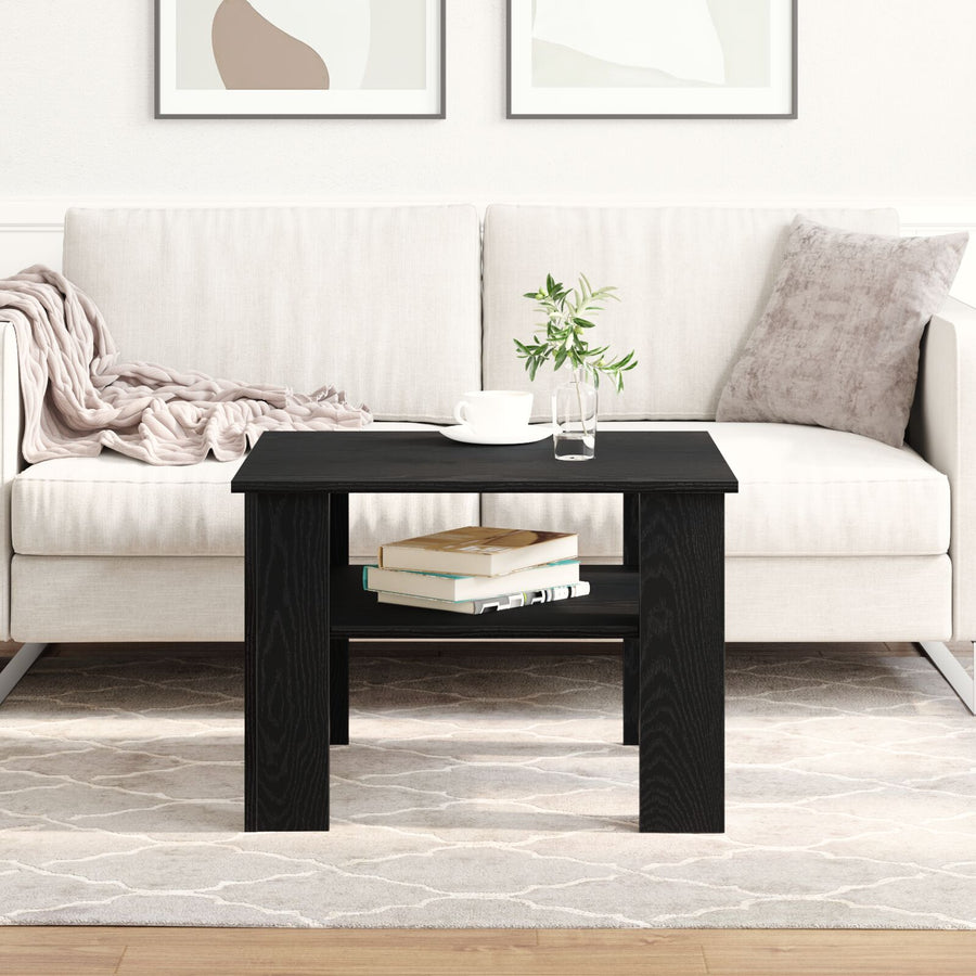 Salontafel Zwart Eiken 60X60X42 Cm Bewerkt Hout