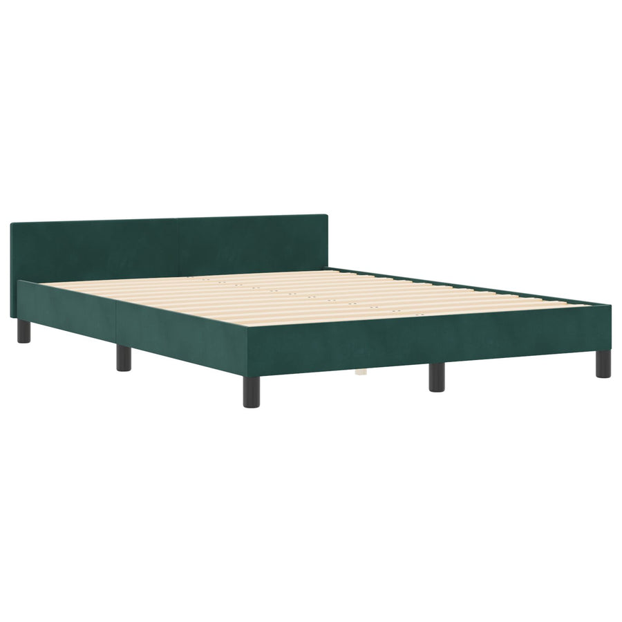 Bedframe Donkergroen 160X200 Cm Velvet Crème