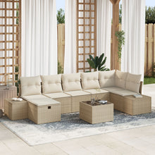 8-Delige Tuinbankset Met Kussens Beige Poly Rattan Wit