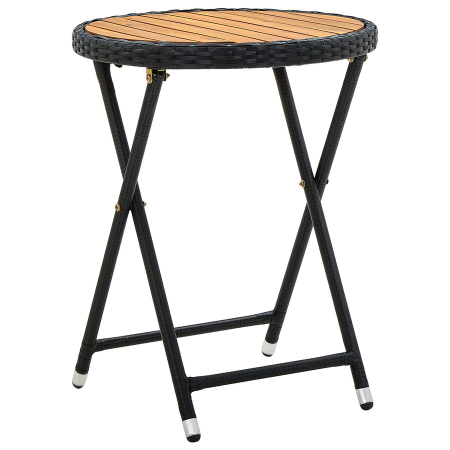 3-Delige Bistroset Voor In De Tuin Met Kussens Zwart Poly Rattan