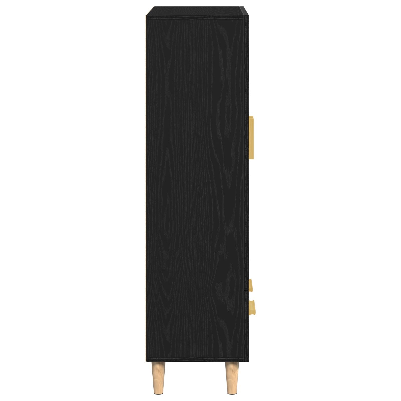 Highboard In Zwart Eiken, 70X31X115 Cm, Gemaakt Van Bewerkt Hout