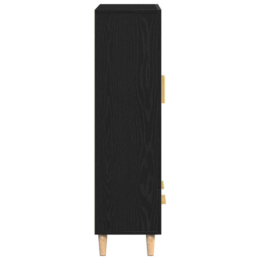 Highboard In Zwart Eiken, 70X31X115 Cm, Gemaakt Van Bewerkt Hout