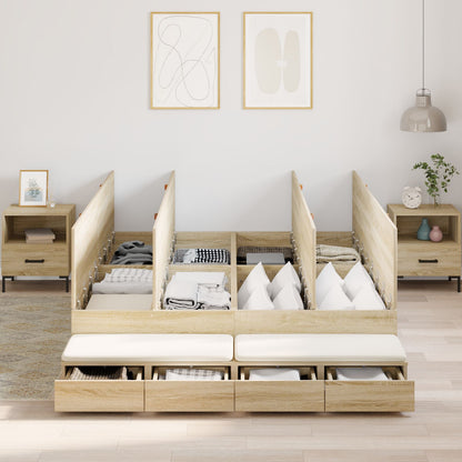 Opbergbedframe Sonoma Eiken Spaanplaat 140 X 190 Cm Artisanaal Eiken