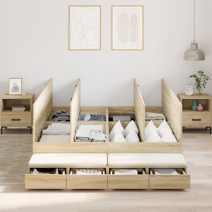 Opbergbedframe Sonoma Eiken Spaanplaat 140 X 190 Cm Artisanaal Eiken