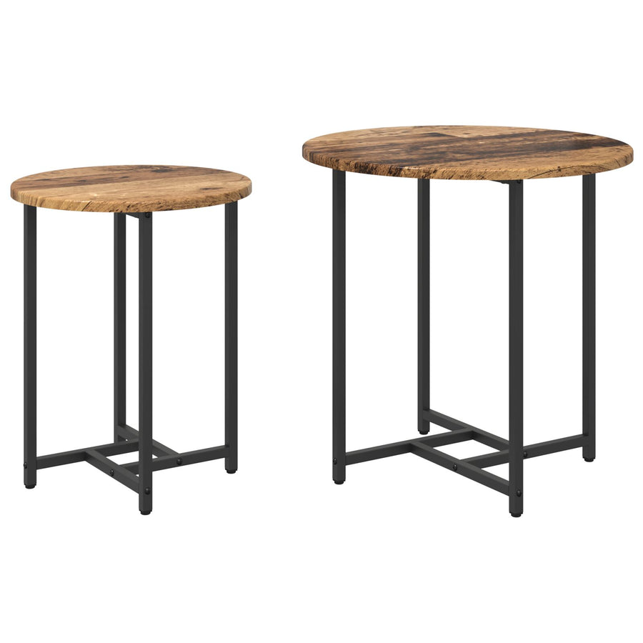 Bijzettafel 2 Stuks , Engineered Hout En Metaal Oud hout