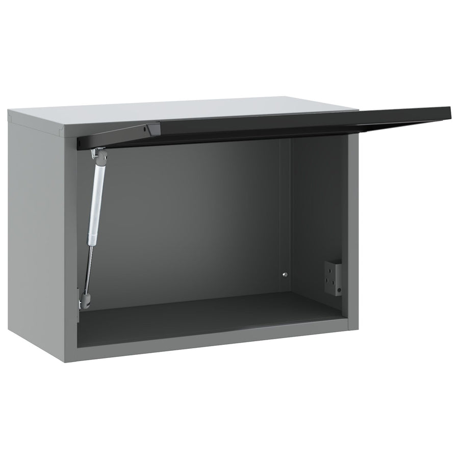 Gereedschapskast Muurbevestiging Met Gasliftdeur 50X25X35 Cm 50 cm Zwart en grijs