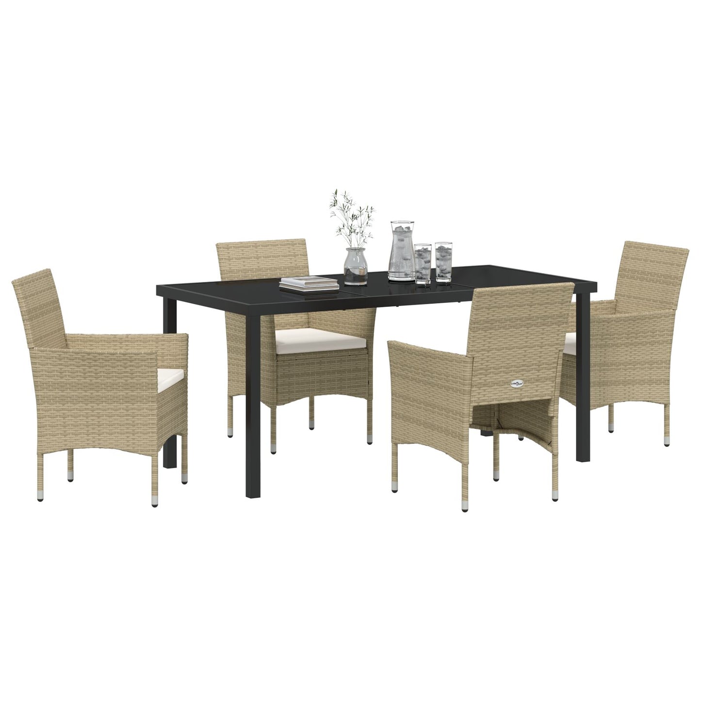 5-Delige Tuin Eetset Beige Poly Rattan