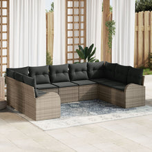 Tuinbank Set Set Van 9 Grijs Rattan, Polyester Tuinbank Set