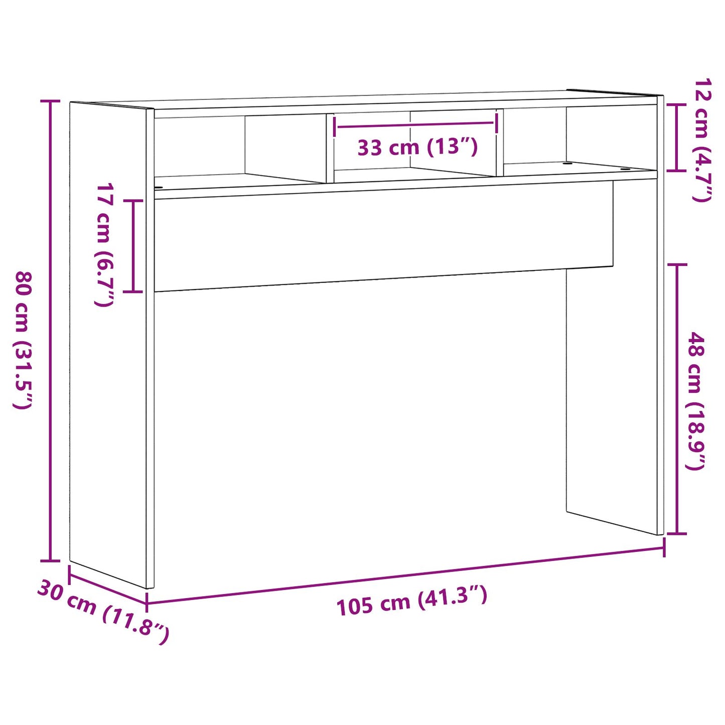 Consoletafel Zwart Eiken 105X30X80 Cm Geengineerd Hout