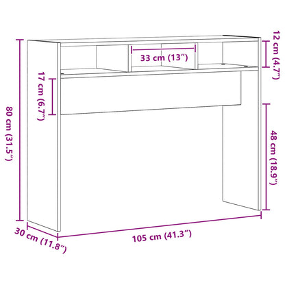 Consoletafel Zwart Eiken 105X30X80 Cm Geengineerd Hout