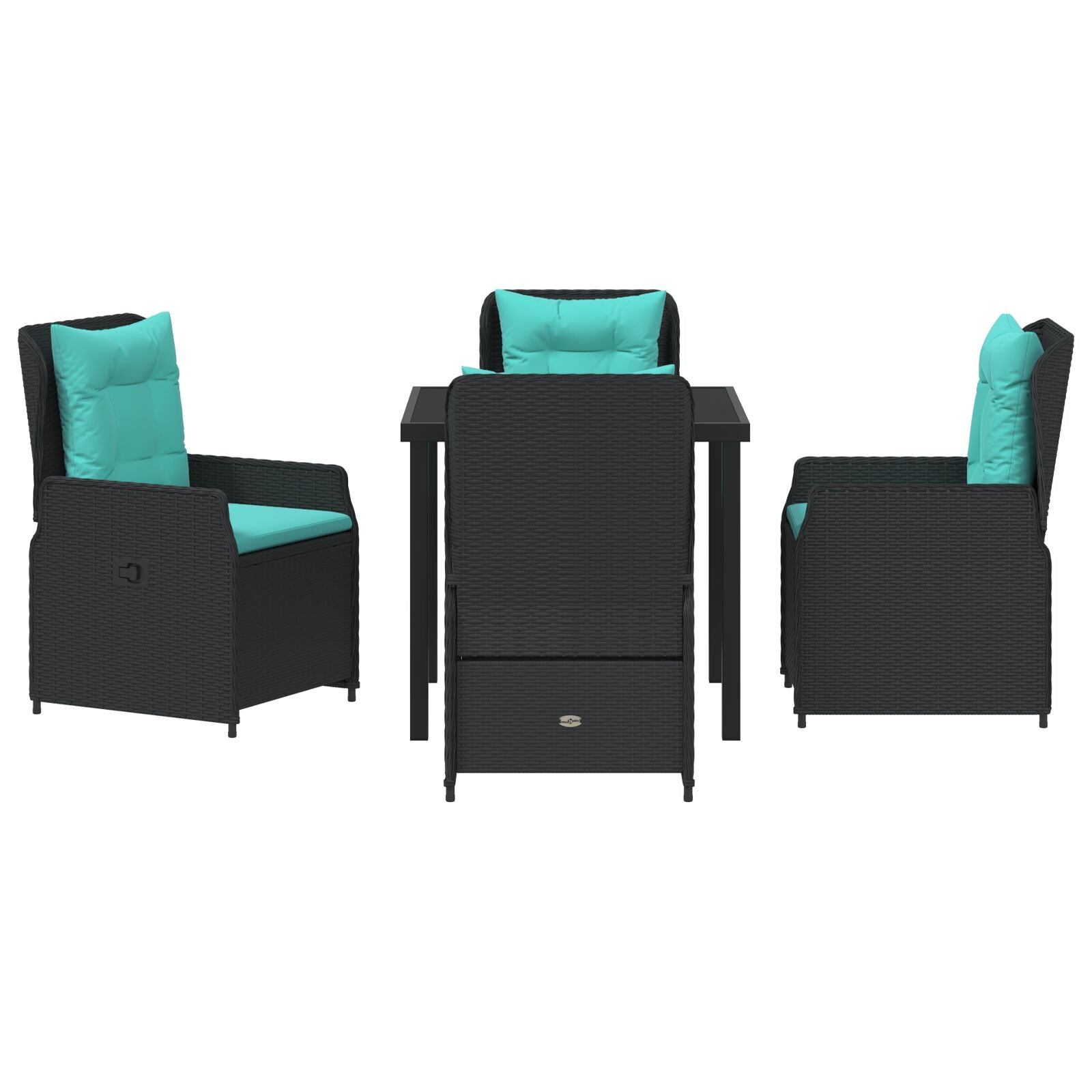 5-Delige Tuin Eetset - Zwart Poly Rattan