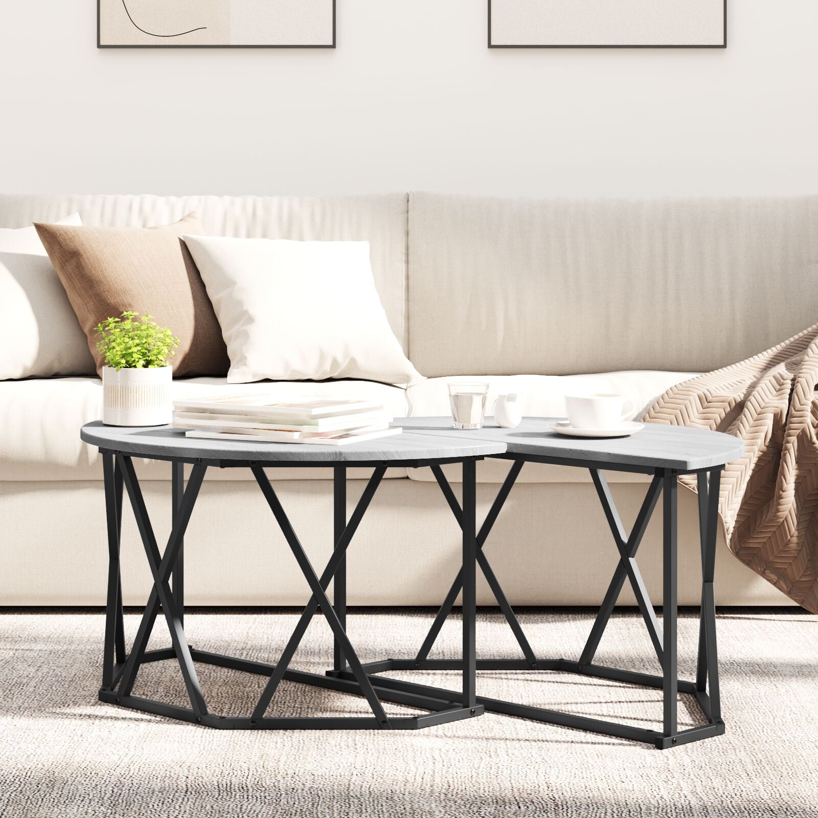 Salontafel 80X80X42 Cm Gelaagd Hout Grijs sonoma