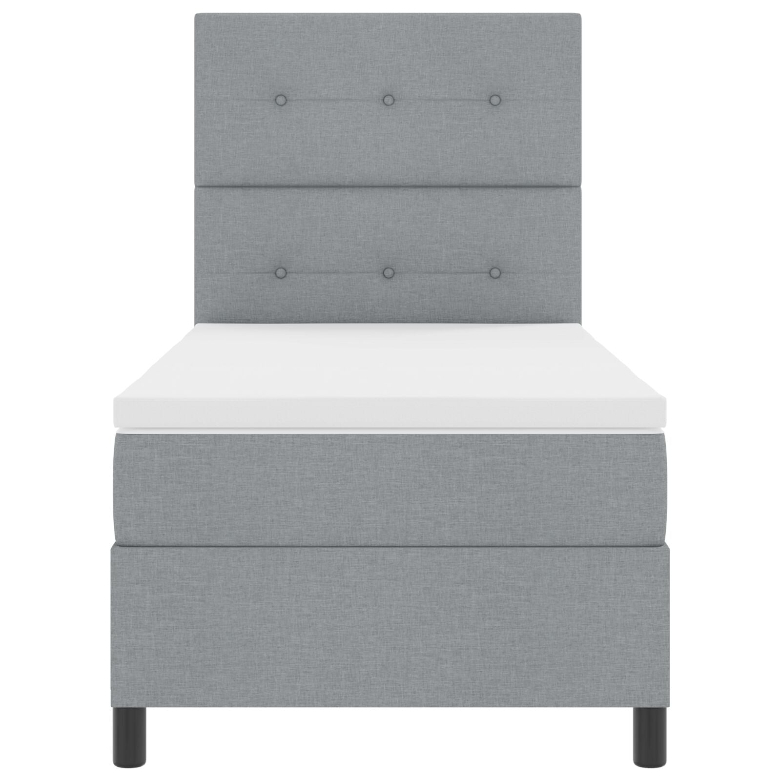 Boxspring Bed Met Matras Stof Lichtgrijs 80 x 200 cm Knopen tufted