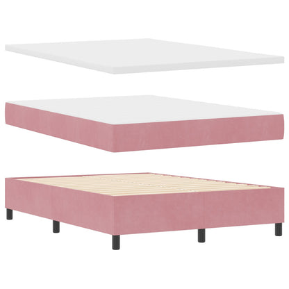 Boxspringbed Met Matras Roze 140X190 Cm Fluweel Blauw