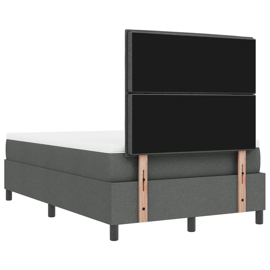 Boxspringbed Met Matras & Bank Stof Donkergrijs 120 x 200 cm Lijnen ontwerp