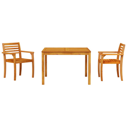3-Delige Tuin Eetset Van Massief Acaciahout 2-Persoons 110 cm tafel lengte