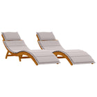 Sun Lounger with Cushion 2 Pcs Solid Acacia Wood 2