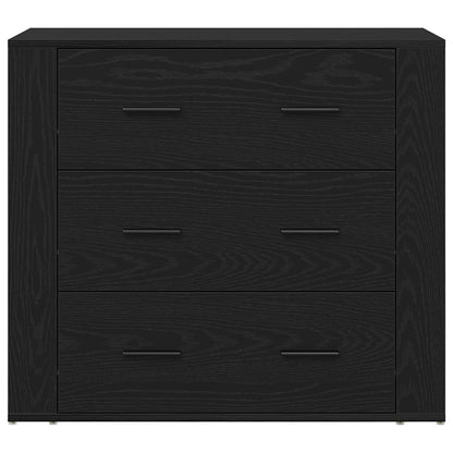 Dressoir Zwart Eiken 33X80X70 Cm Engineered Hout