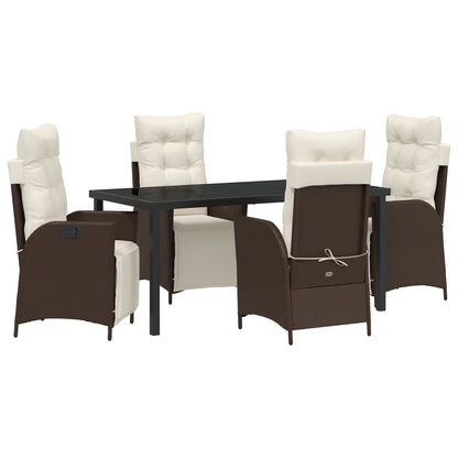 5-Delige Tuin Eetset Bruin Poly Rattan