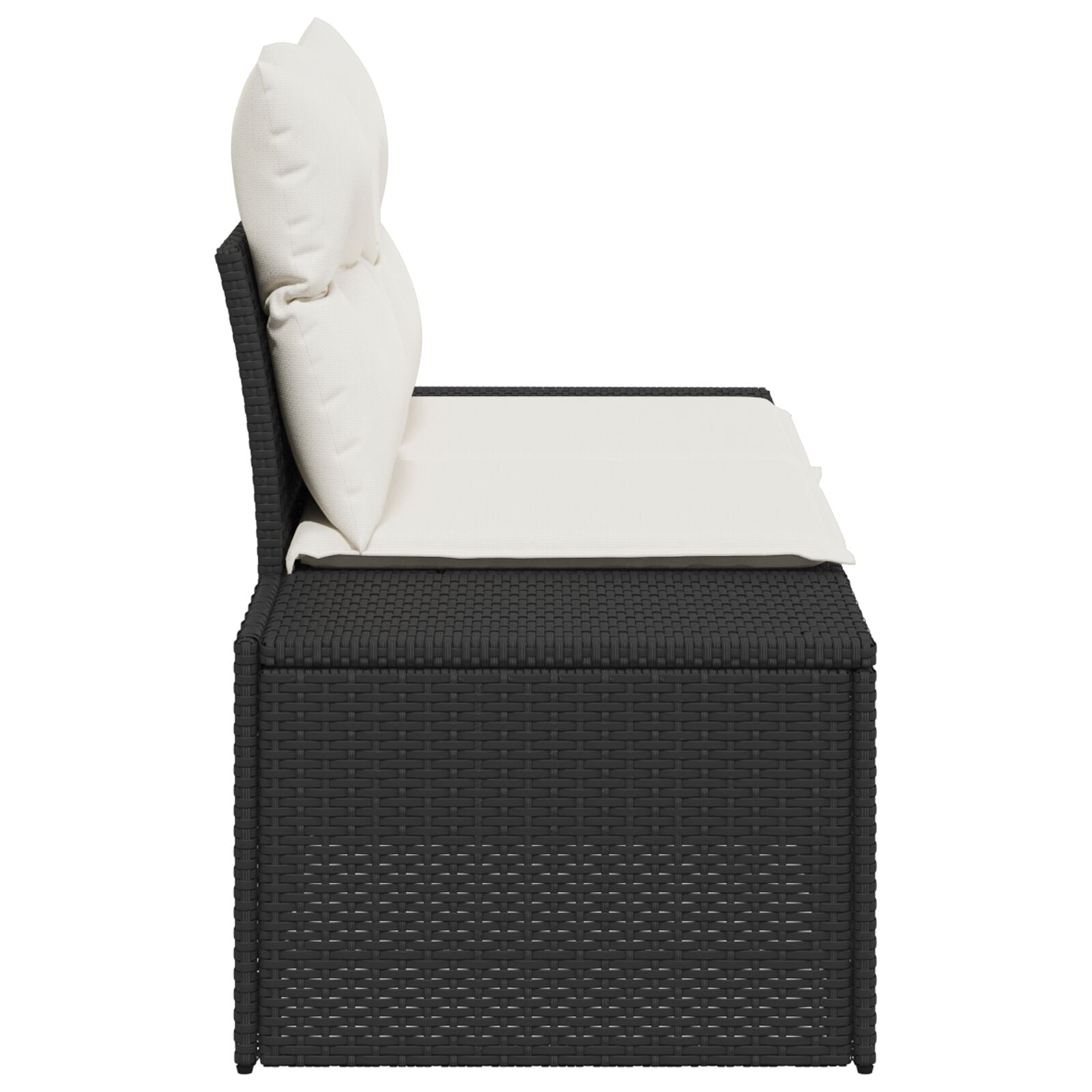 2-Zits Tuinsofa Met Kussens Poly Rattan Zwart en crème zonder opslag