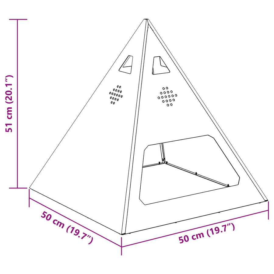 Vuurkorb Piramide 50X50X51 Cm Verweerd Staal Verweerd staal/Bruin
