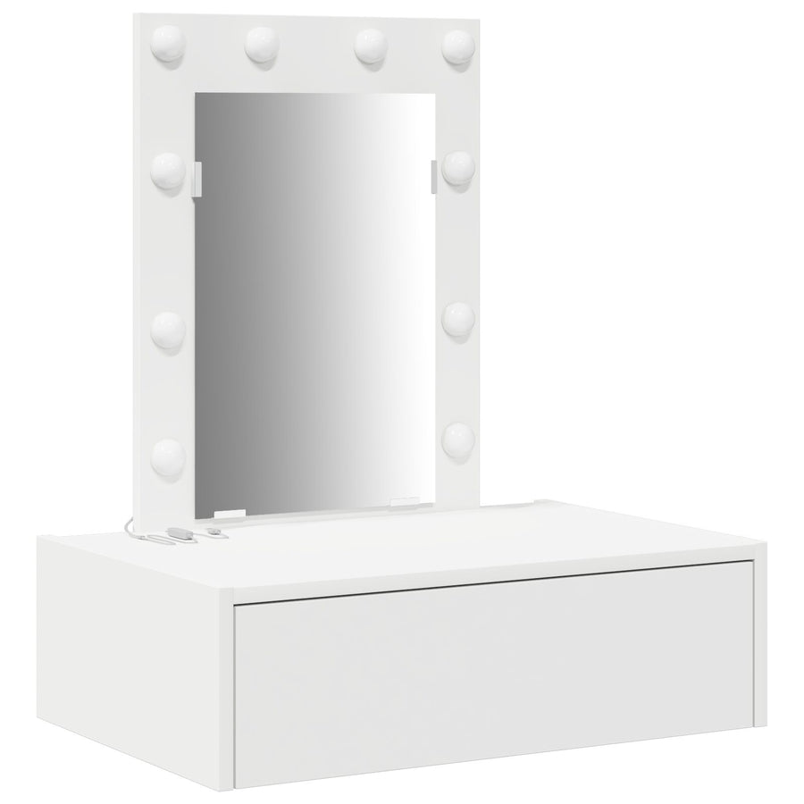 Wandkaptafel -Verlichting - 60 x 40 x 70 cm Wit met LED