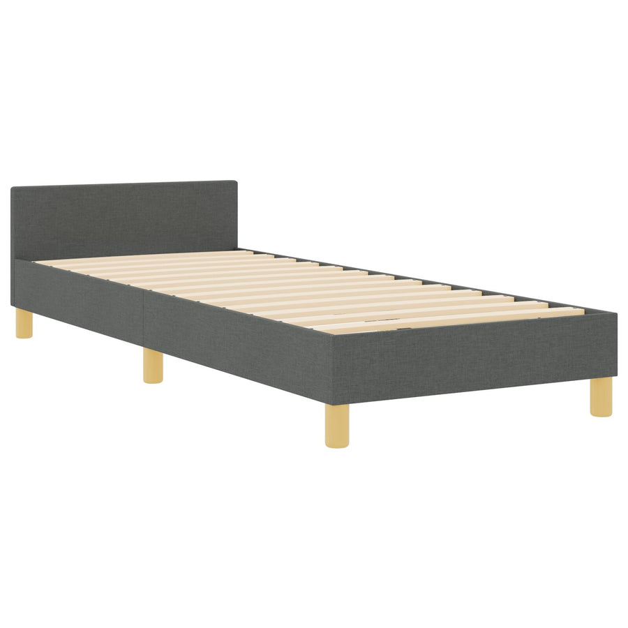 Bedframe Donkergrijs 100X200 Cm Stof Crème