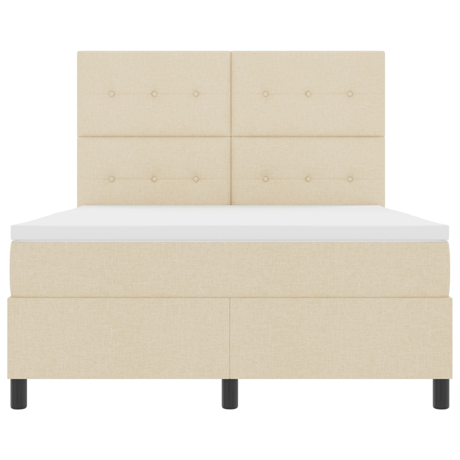 Boxspringbed Met Matras Stof Crème 140 x 190 cm Knop gestoffeerd