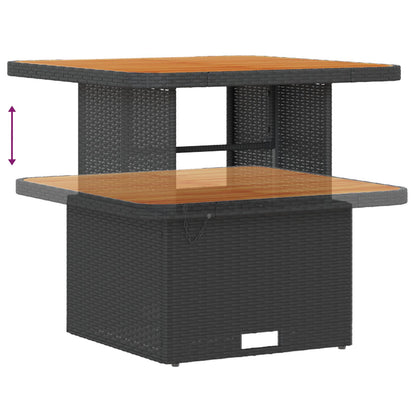 8 Stuks Tuin Sofa Set Met Kussens Zwart Poly Rattan Acacia, 3 Stuks Tuin Eettafel Set Met Kussens Zwart Poly Rattan Acacia Wit
